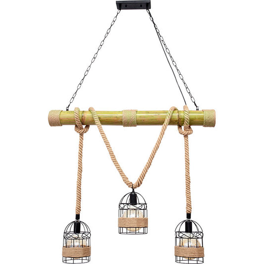 Lámpara de Techo SOGA 98 cm Cuerda Marrón Interlusa - Vista frontal principal en fondo blanco | LuzGurú