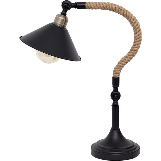 Lámpara de Sobremesa Vintage SOGA 57 cm Negro Cuerda Lumit Interlusa - Vista frontal principal en fondo blanco | LuzGurú