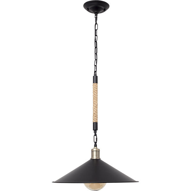 Lámpara colgante SOGA vintage de cuerda negra Interlusa en detalle