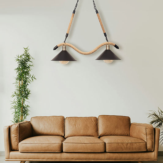 Lámpara Colgante Vintage SOGA 82 cm Negro Interlusa instalada en ambiente decorativo de salón o dormitorio | Interlusa