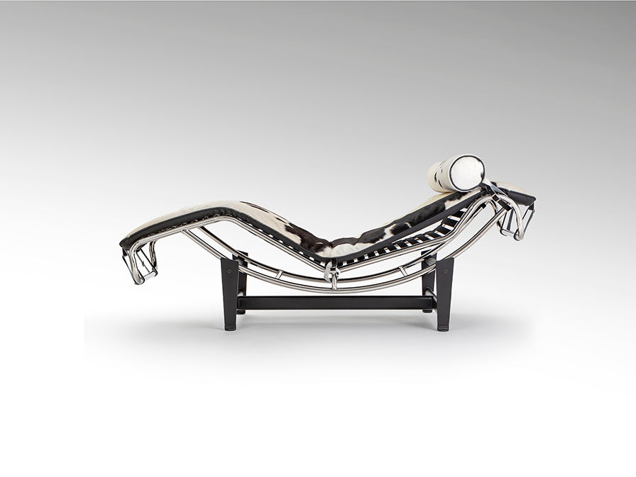Chaise Longue Leco Piel Vaca Blanco Negro - Estructura Acero Cromado - Schuller - 458436 - Vista 6