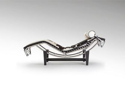 Chaise Longue Leco Piel Vaca Blanco Negro - Estructura Acero Cromado - Schuller - 458436 - Vista 6