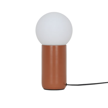 Vista lateral de la lámpara sobremesa Mint Terracota con cable e interruptor