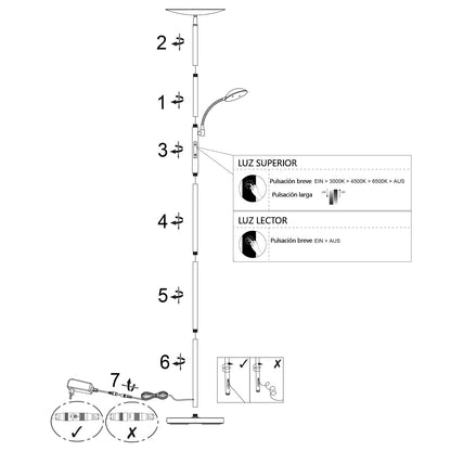 Vista lateral del pie de salón LED KOS arena ALEMAR en uso lector