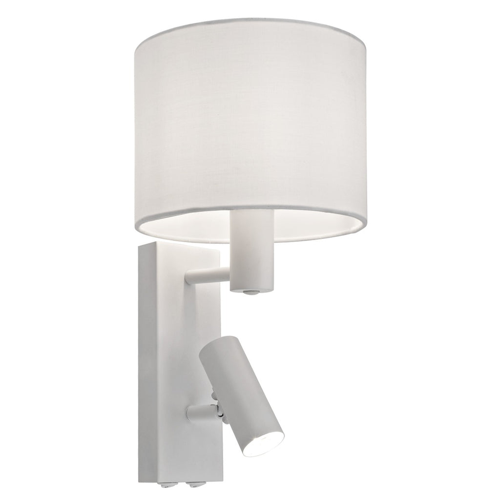 Aplique de pared Hera blanco ALEMAR con pantalla textil y lector orientable - Vista principal