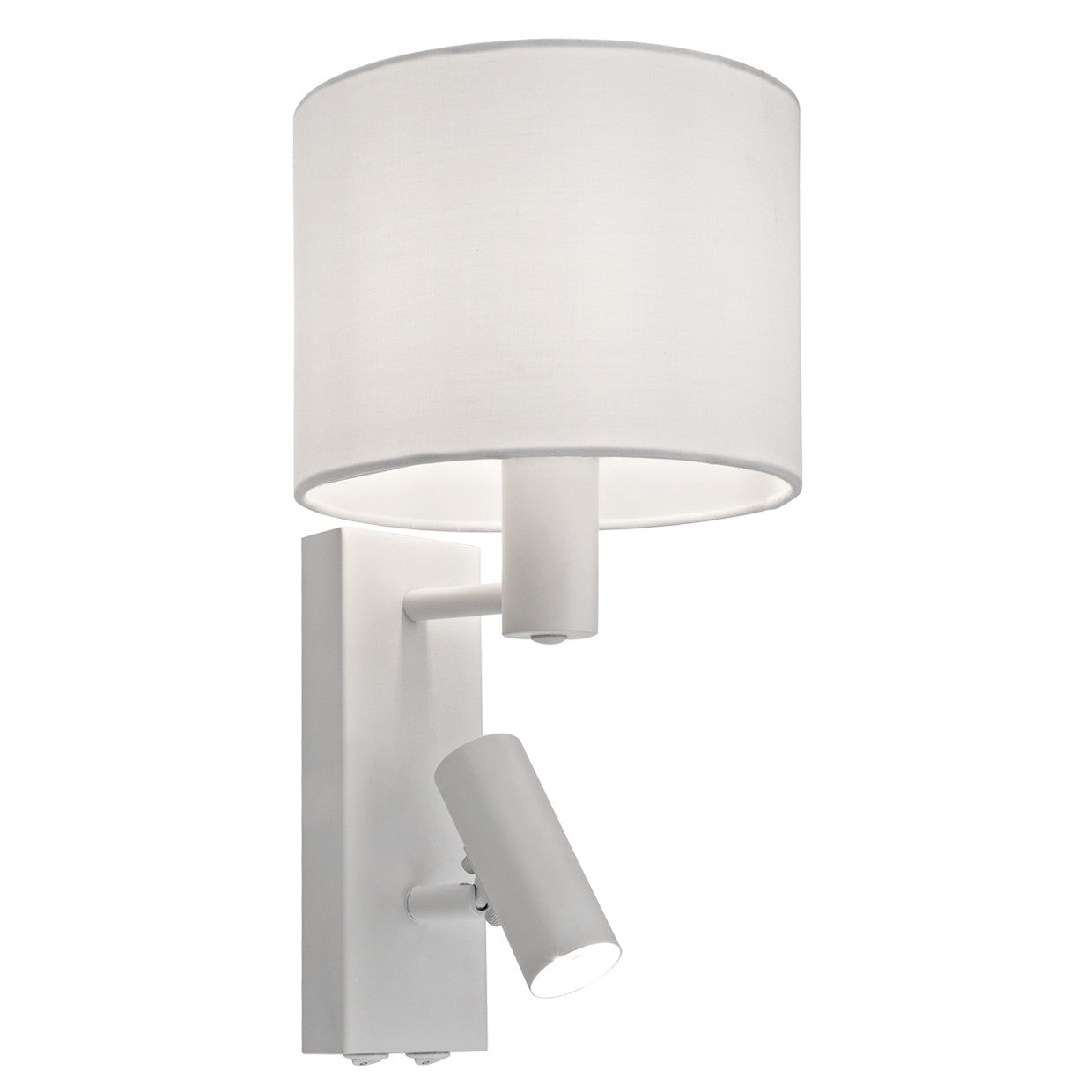 Aplique de pared Hera blanco ALEMAR con pantalla textil y lector orientable - Vista principal