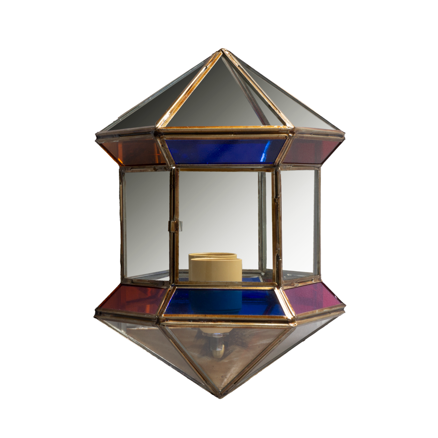 Aplique Granadino fabricado en metal color bronce con cristal de colores