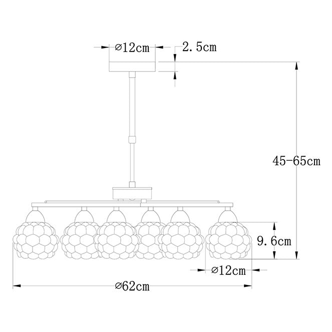 Lámpara de techo con altura regulable (45-65cm) Tulipa Glass LUMIT