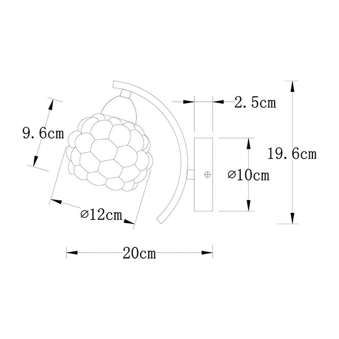 Aplique de pared con casquillo E14, ideal para luz ambiental