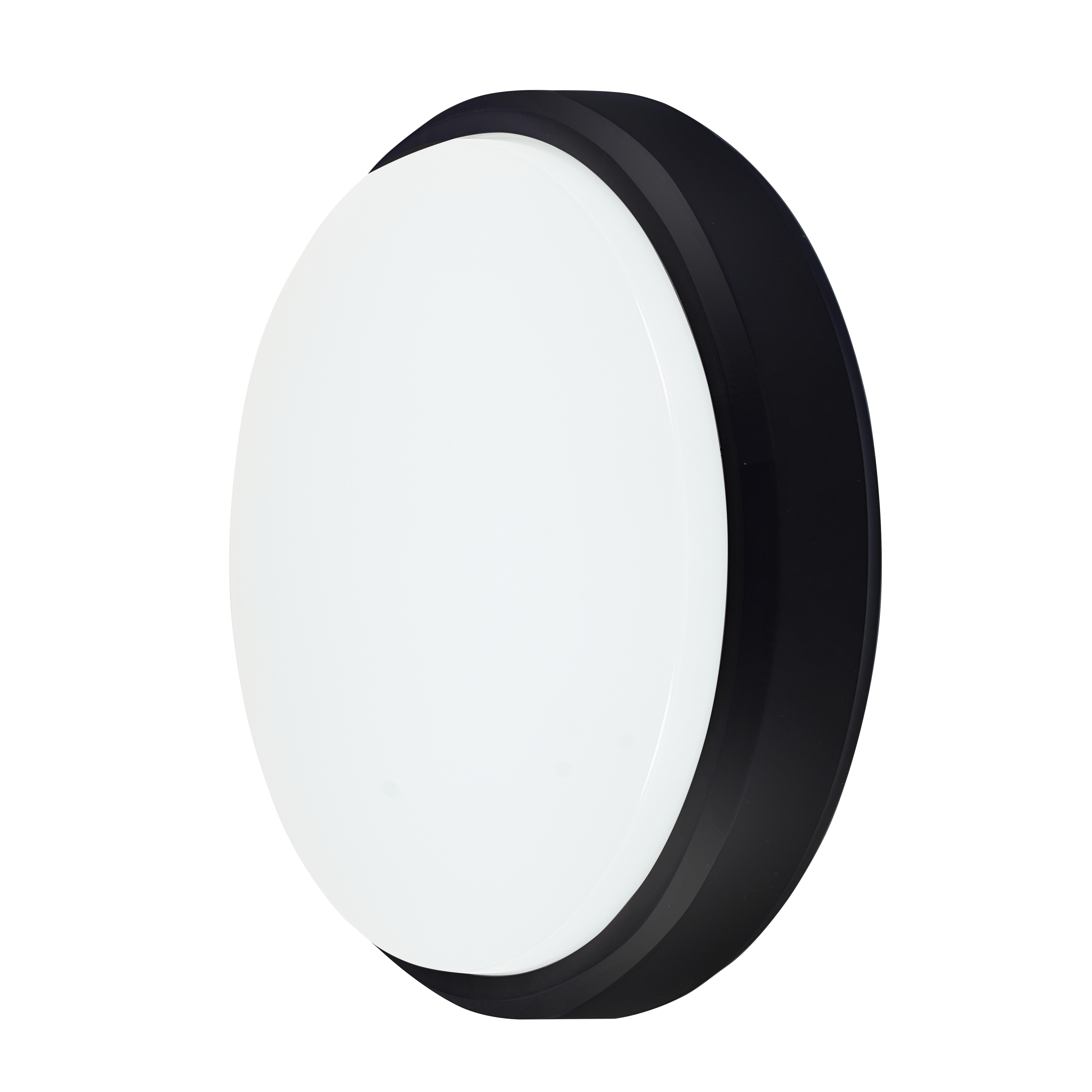 Aplique exterior redondo Yucatán de Fabrilamp, color negro, 12W, IP65, ideal para patios y jardines.