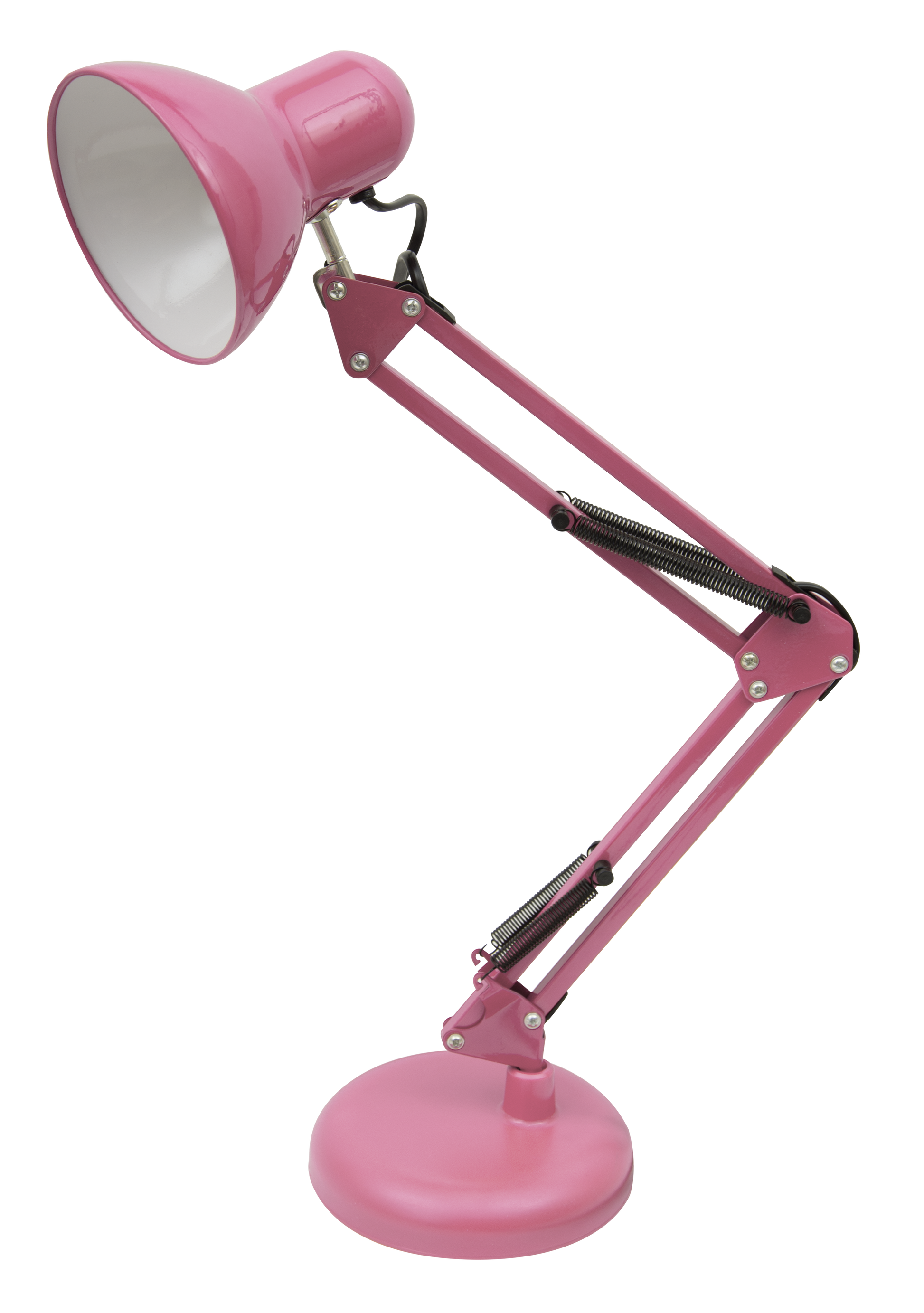 Flexo Rutilo fabricado en metal color rosa suave, ideal para mesa de trabajo