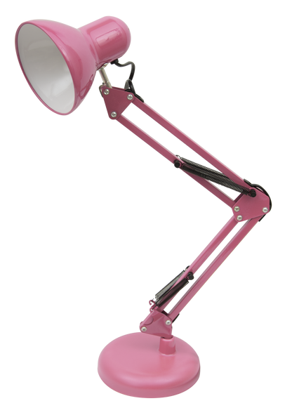 Flexo Rutilo fabricado en metal color rosa suave, ideal para mesa de trabajo