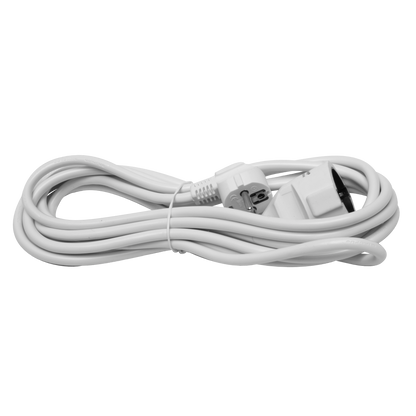 Alargador eléctrico blanco de 5 metros con cable de cobre de Fabrilamp, 3500W de potencia máxima.