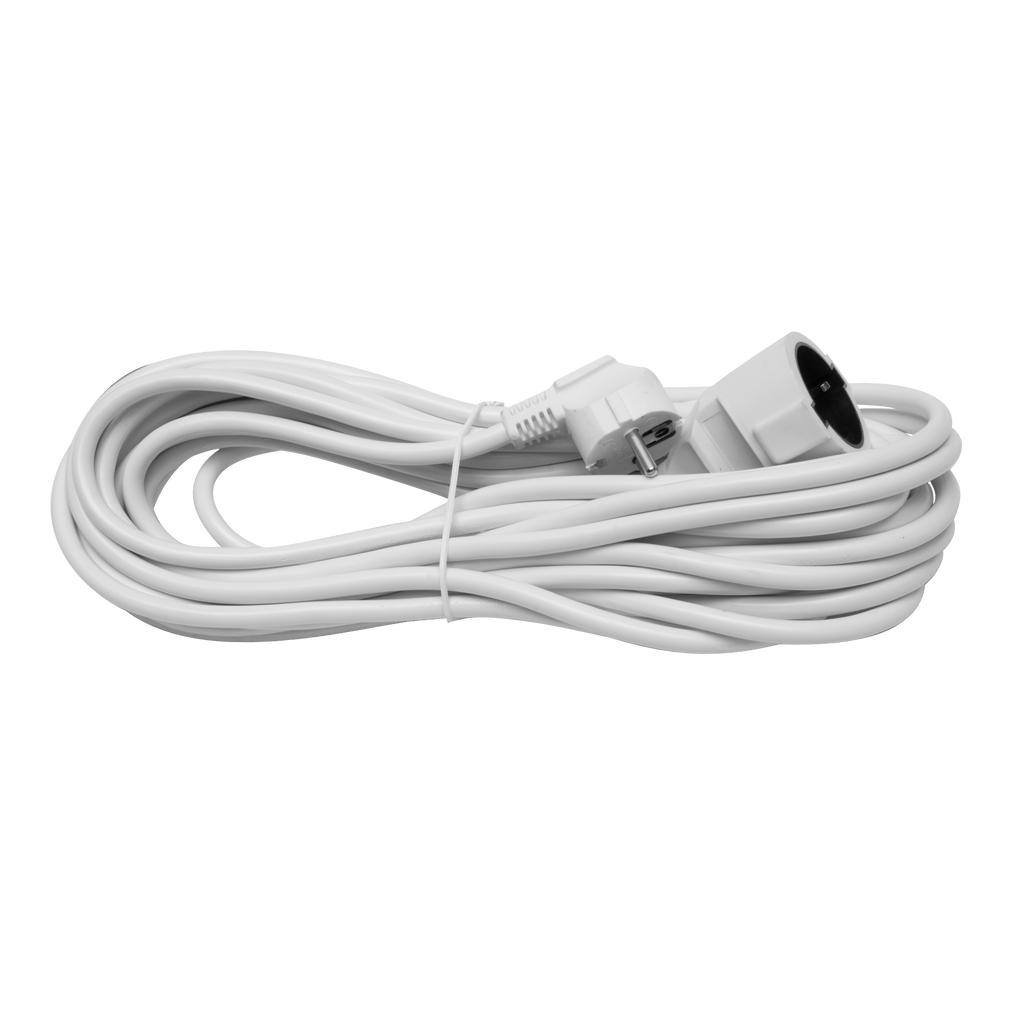 Alargador eléctrico Fabrilamp de 10 metros, cable de cobre 3x1.5mm, 3500W máximo, color blanco.