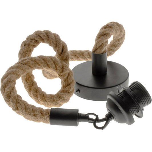 Lámpara Colgante Cremilda 10 cm Cuerda Negro Vintage Interlusa - Vista frontal principal en fondo blanco | LuzGurú