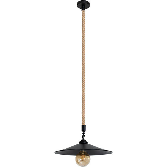 Lámpara Colgante Vintage Cremilda 36 cm Cuerda Negro Interlusa - Vista frontal principal en fondo blanco | LuzGurú