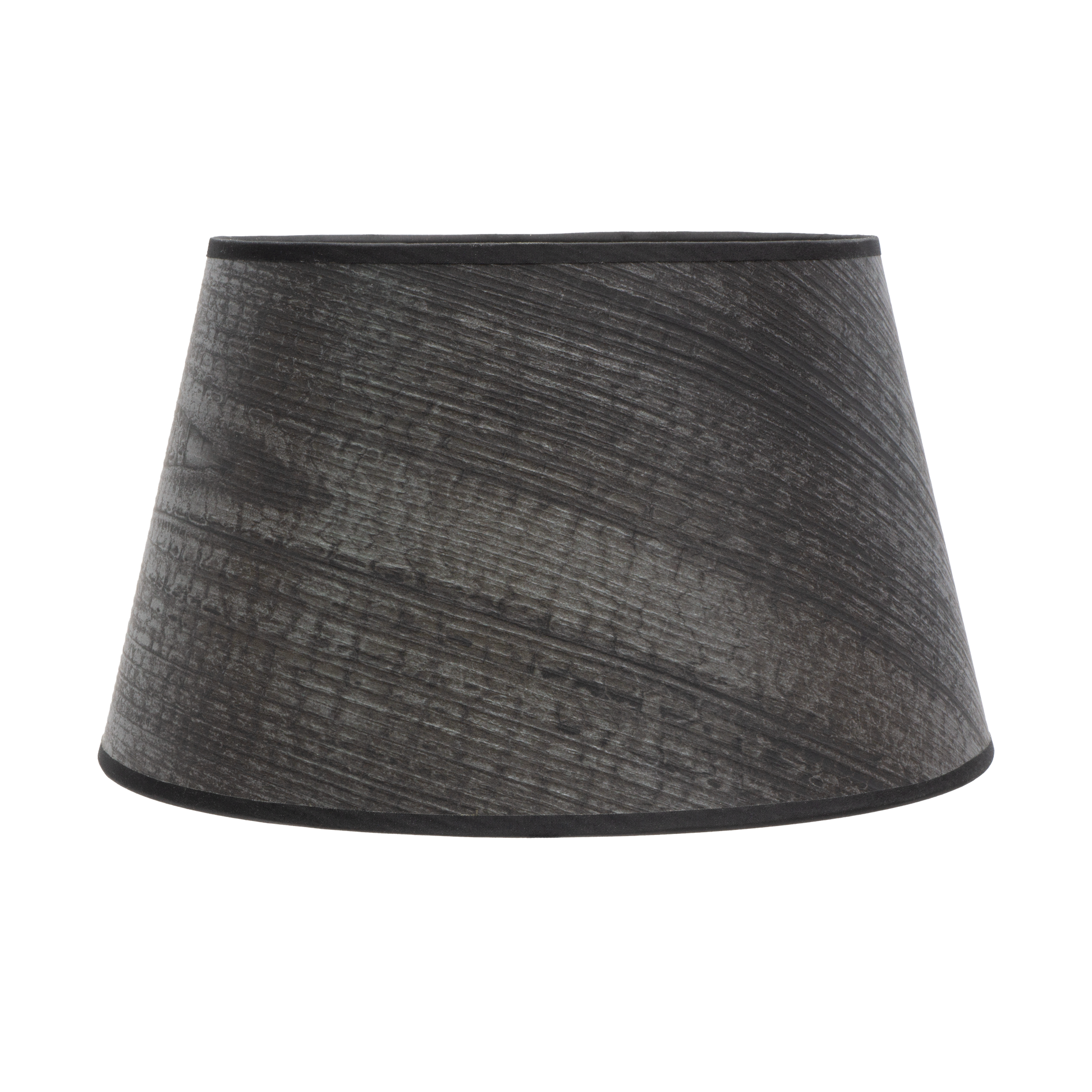 Pantalla Salma fabricada en textil color madera negra para lámpara