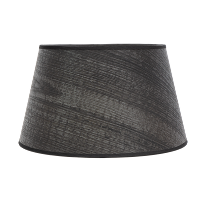 Pantalla Salma fabricada en textil color madera negra para lámpara