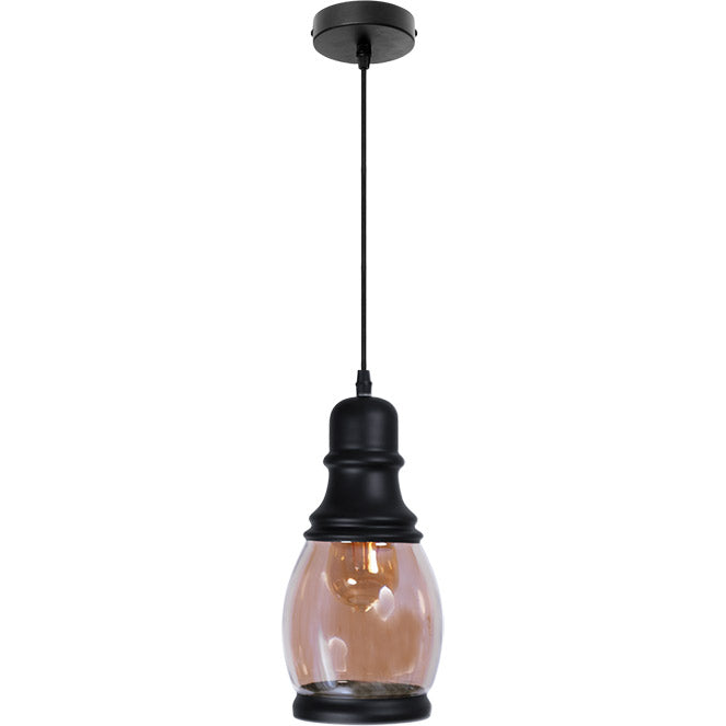 Lámpara Colgante CAPITOLINA Vintage Interlusa Negro/Ámbar