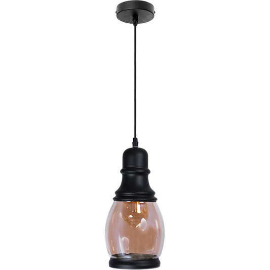 Colgante Clásico Capitolina 28 cm Negro y Ámbar Interlusa - Vista frontal principal en fondo blanco | LuzGurú