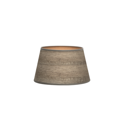 Pantalla cónica Salma E27 en madera gris, diseño elegante para interiores, Fabrilamp.