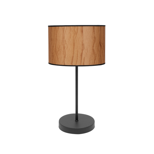 Lámpara Tapiro fabricada en metal color negro y textil color pergamino