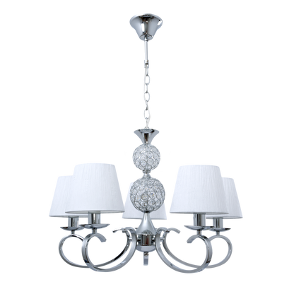 Lámpara Ordoñez fabricada en metal y cristal, color cromo y blanco