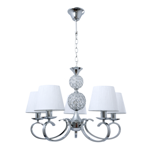 Lámpara Ordoñez fabricada en metal y cristal, color cromo y blanco