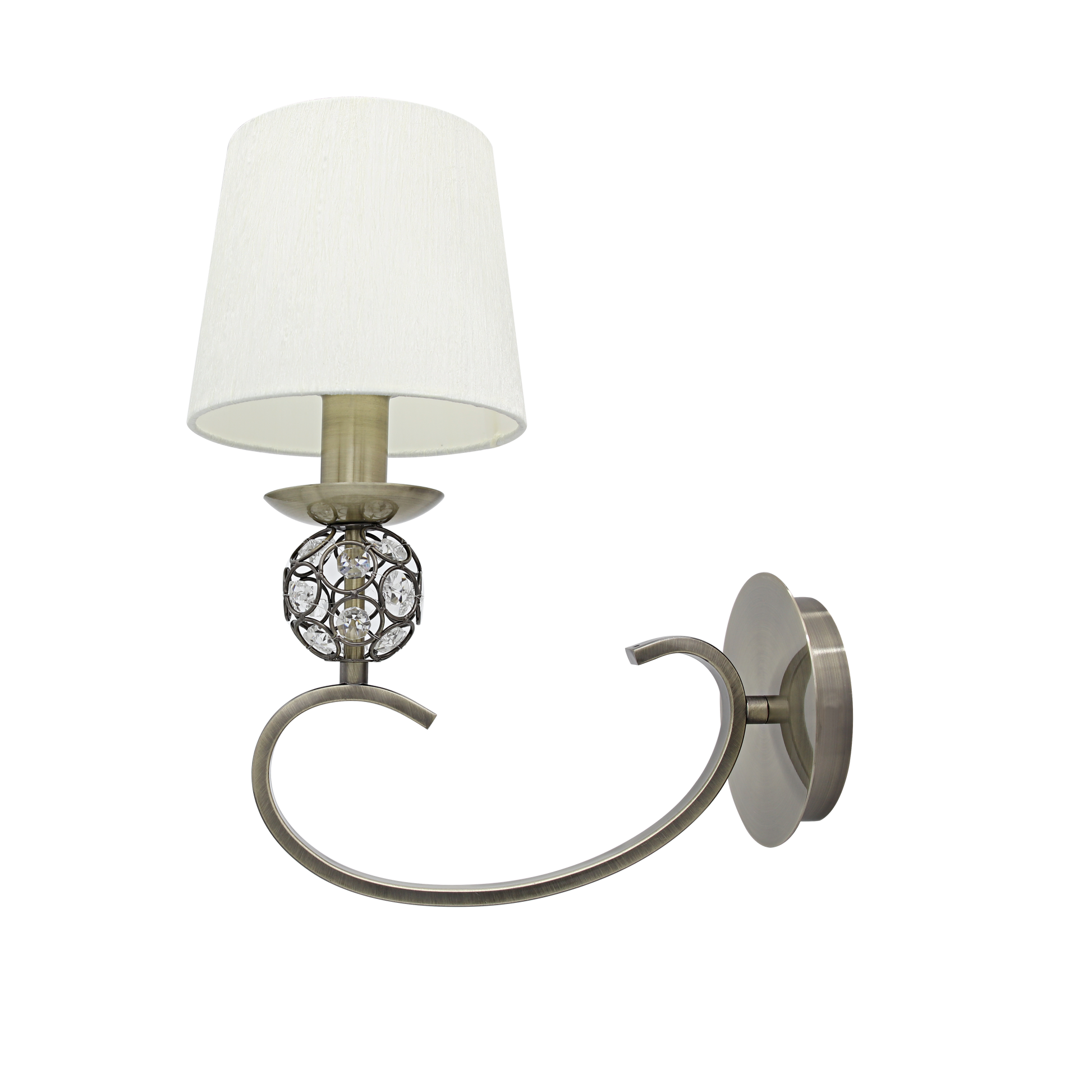 Aplique Ordoñez fabricado en metal y cristal color cuero con pantalla textil beige