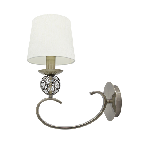 Aplique Ordoñez fabricado en metal y cristal color cuero con pantalla textil beige