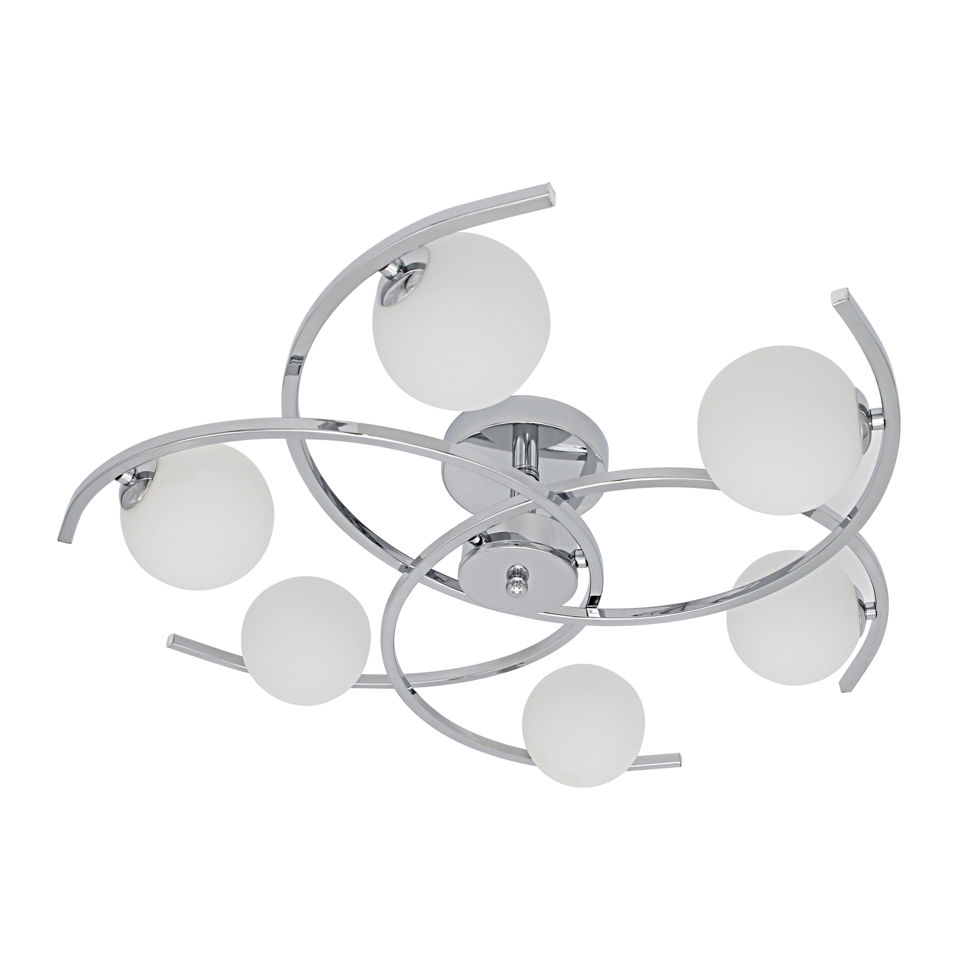 Lámpara Conil fabricada en Metal color Cromo con detalles en Cristal blanco