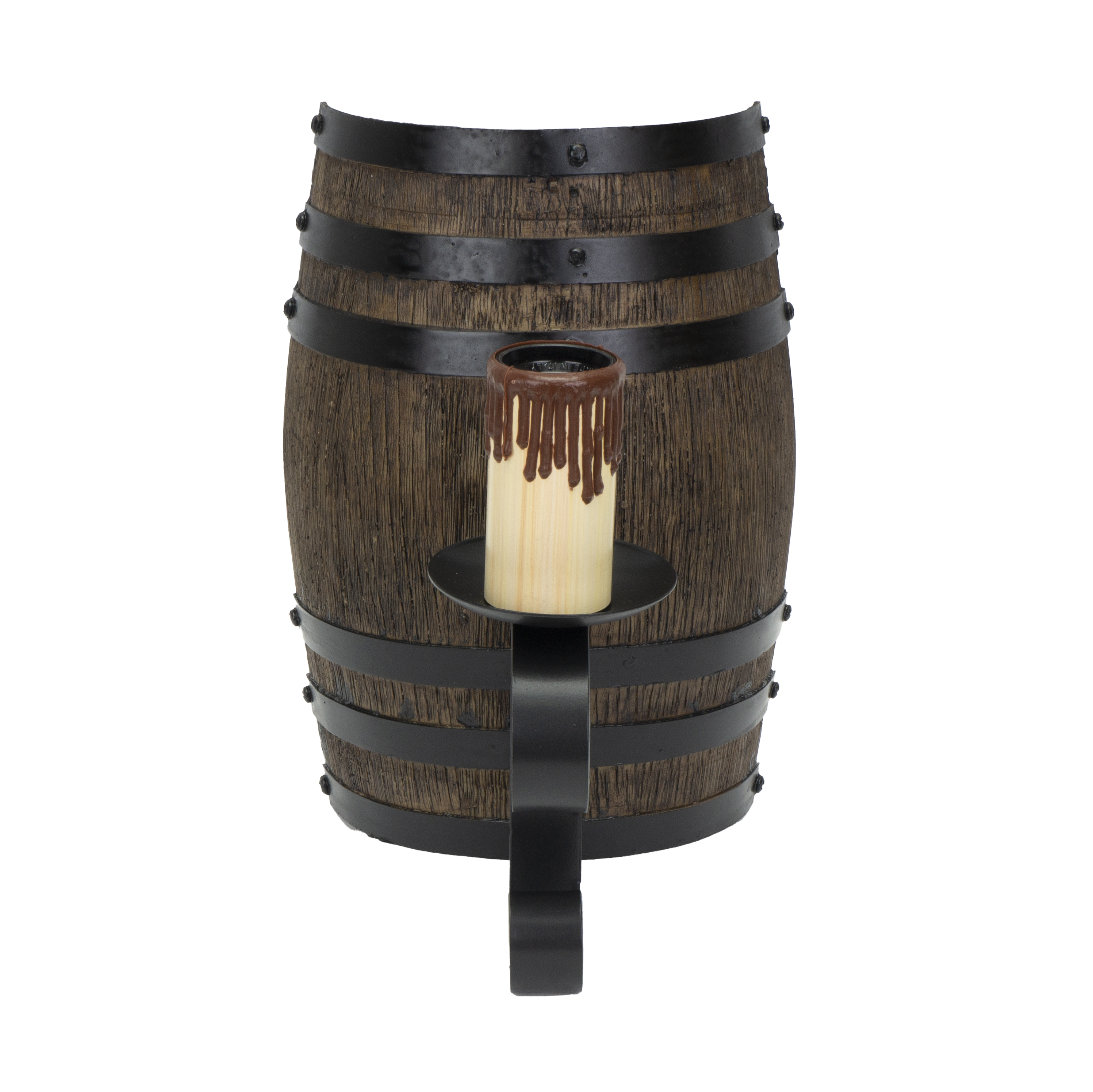 Aplique Barril Rústico Negro/Marrón E27 - Vista frontal