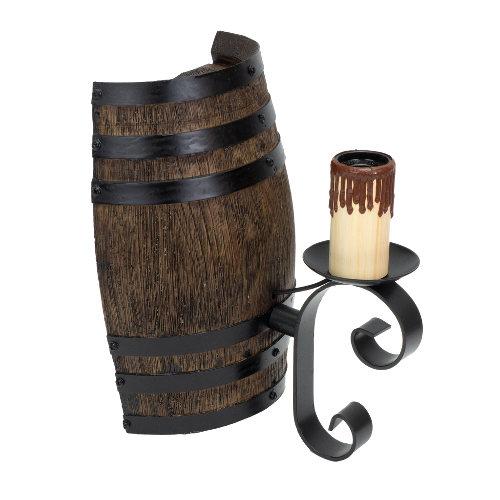 Aplique Barril Rústico Negro/Marrón E27 - Vista frontal