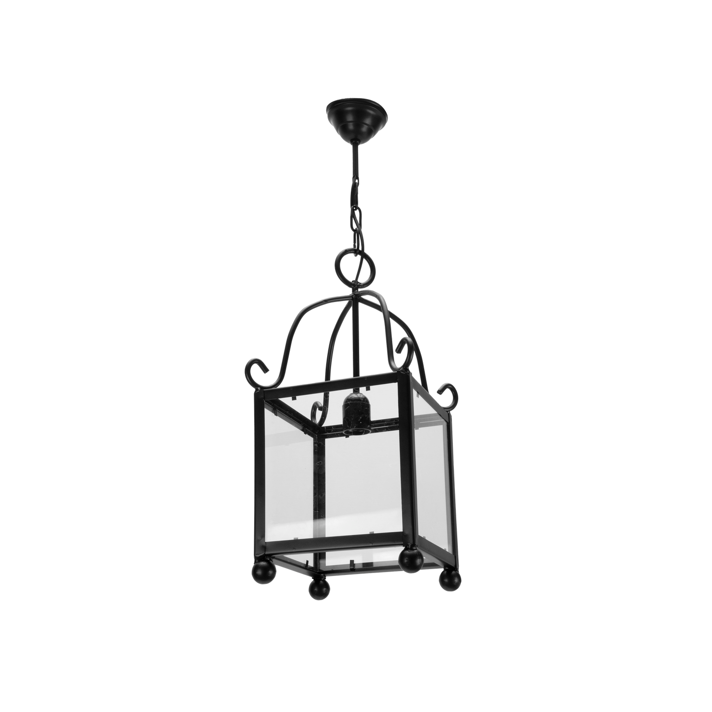 Farol de forja negro Monasterio de Fabrilamp/Abrila, ideal para decoración rústica.  luzguru.com