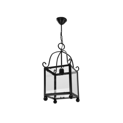 Farol de forja negro Monasterio de Fabrilamp/Abrila, ideal para decoración rústica.  luzguru.com