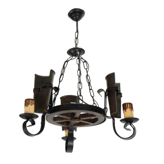 Lámpara Cantina fabricada en metal color marrón rústico, estilo tradicional