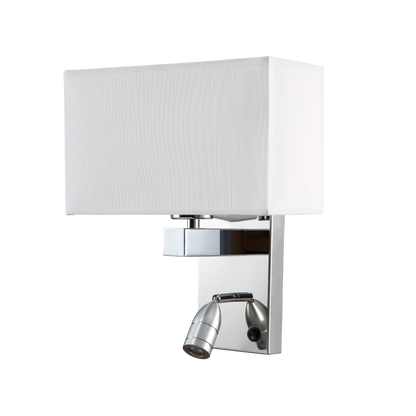Aplique de pared con doble encendido, ideal para luz ambiental y lectura