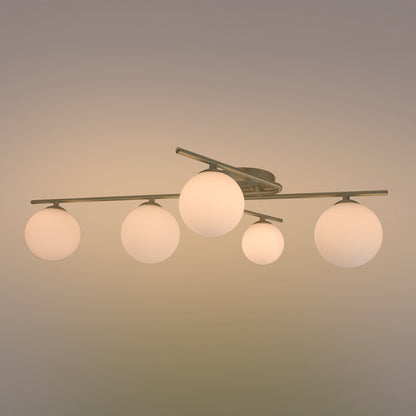 Plafón Moderno ANALU 79 cm Oro/Blanco Interlusa encendida con proyección de luz y ambiente | LuzGurú