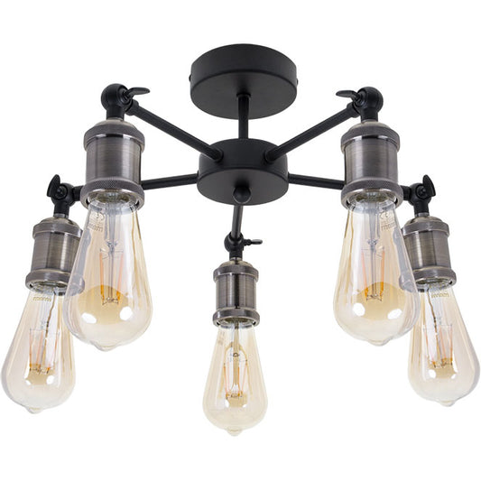Plafón Clásico AKEMI 50 cm Negro/Cuero Interlusa - Vista frontal principal en fondo blanco | LuzGurú