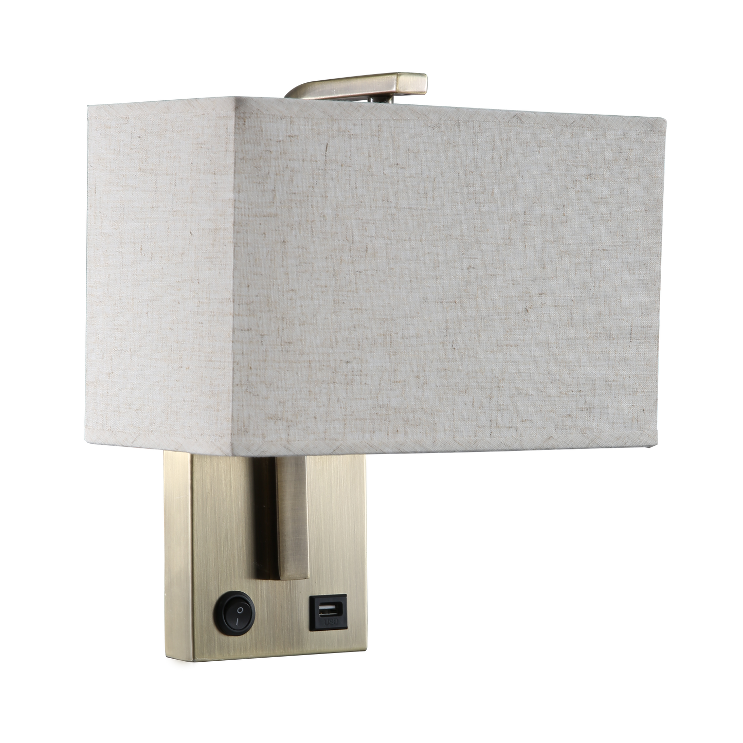 Aplique Agatha Cuero/Beige con pantalla textil y puerto USB de Fabrilamp. Iluminación moderna para tu hogar.