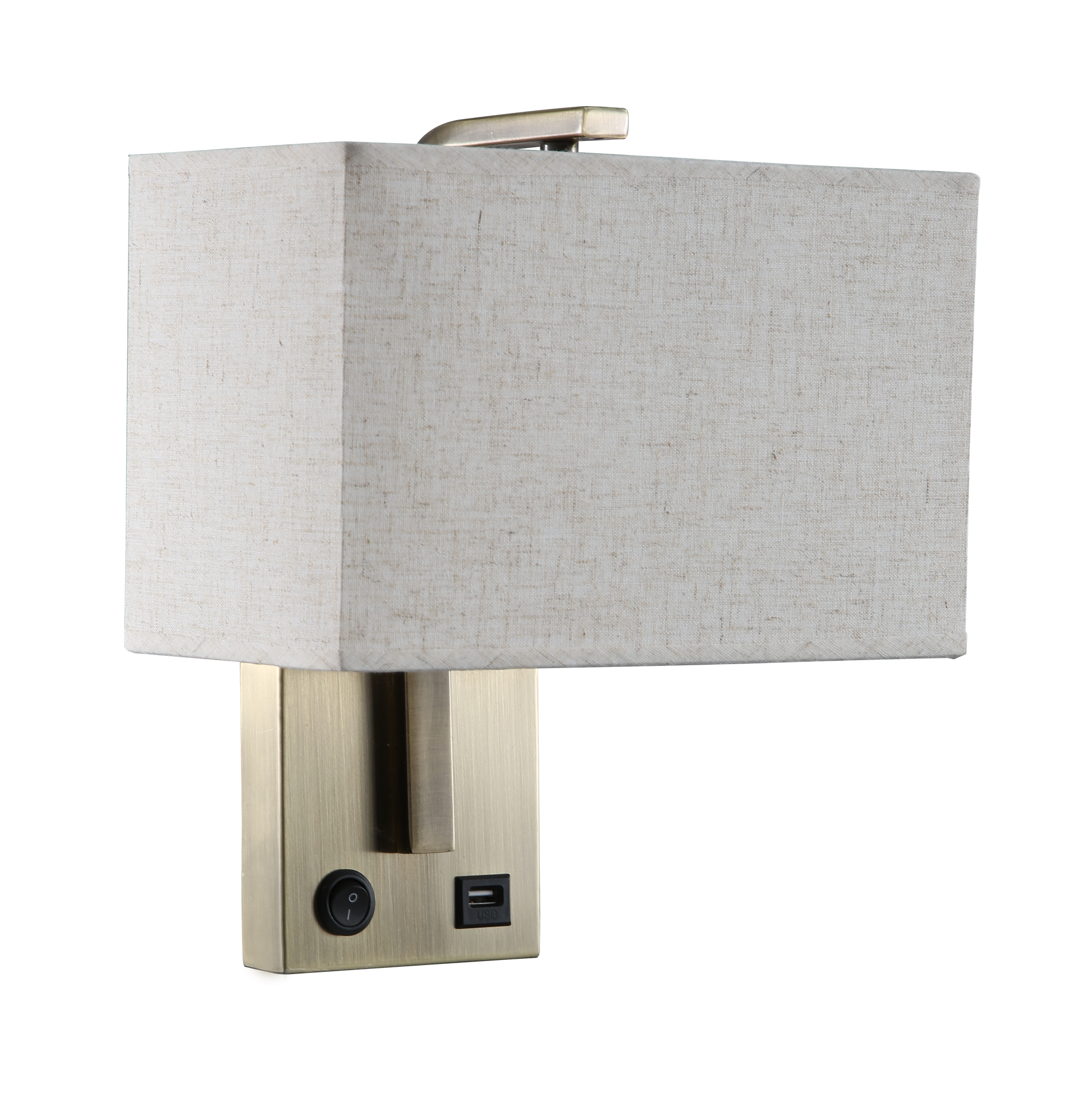 Aplique Agatha Cuero/Beige con pantalla textil y puerto USB de Fabrilamp. Iluminación moderna para tu hogar.