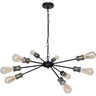 Lámpara de Techo ARYANA Vintage Interlusa 9xE27 Negro/Cuero con altura regulable
