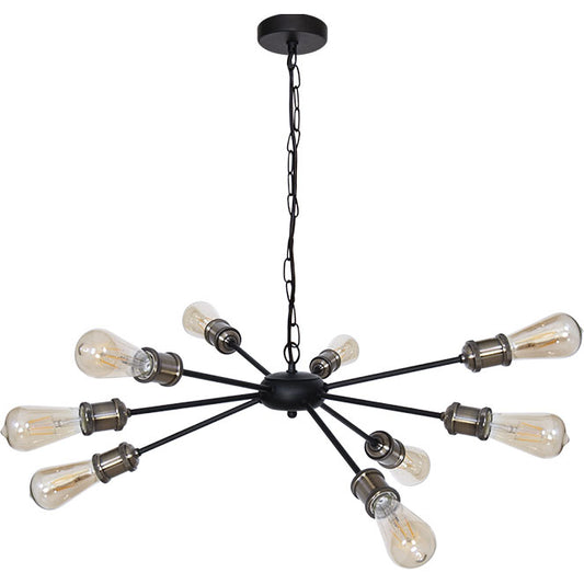 Lámpara de Techo Aryana 65 cm Negro/Cuero Interlusa - Vista frontal principal en fondo blanco | LuzGurú