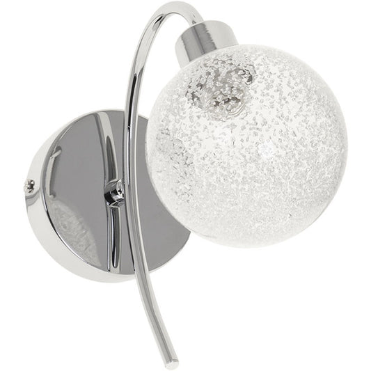 Aplique de Pared VITA 23 cm Cromo con Bola de Cristal Transparente Interlusa - Vista frontal principal en fondo blanco | LuzGurú