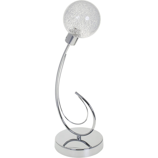 Lámpara de Sobremesa VITA 44 cm Cromo con Bola de Cristal Transparente LUMIT Interlusa - Vista frontal principal en fondo blanco | LuzGurú