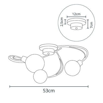 Plafón Moderno VITA 53 cm Cromo con Bolas de Cristal Interlusa instalada en ambiente decorativo de salón o dormitorio | Interlusa