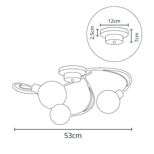 Plafón Moderno VITA 53 cm Cromo con Bolas de Cristal Interlusa instalada en ambiente decorativo de salón o dormitorio | Interlusa