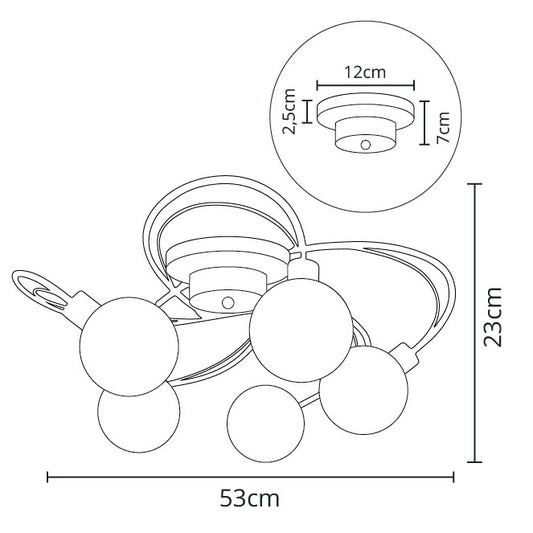 Plafón Moderno VITA 53 cm Cuero y Cristal Transparente LUMIT Interlusa instalada en ambiente decorativo de salón o dormitorio | Interlusa