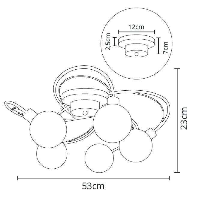 Plafón Moderno VITA 53 cm Cromo con Bolas de Cristal Interlusa instalada en ambiente decorativo de salón o dormitorio | Interlusa