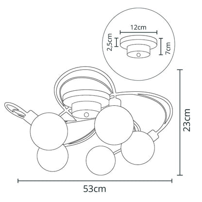 Plafón Moderno VITA 53 cm Cromo con Bolas de Cristal Interlusa instalada en ambiente decorativo de salón o dormitorio | Interlusa